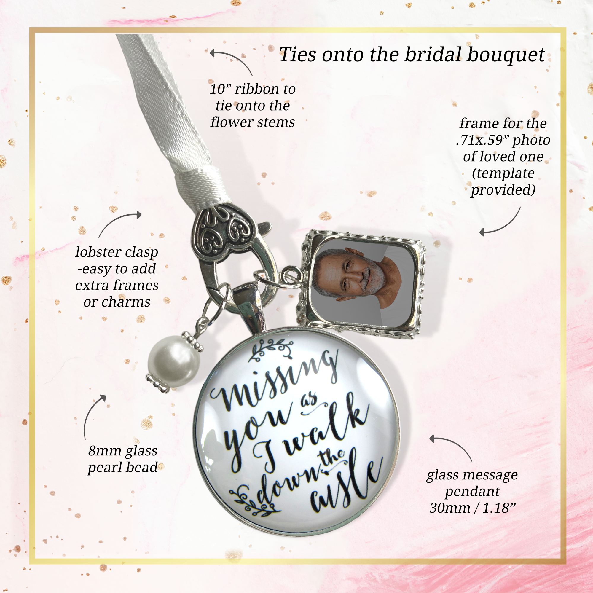 Memorial Charm for Wedding Bouquet Soul Happy