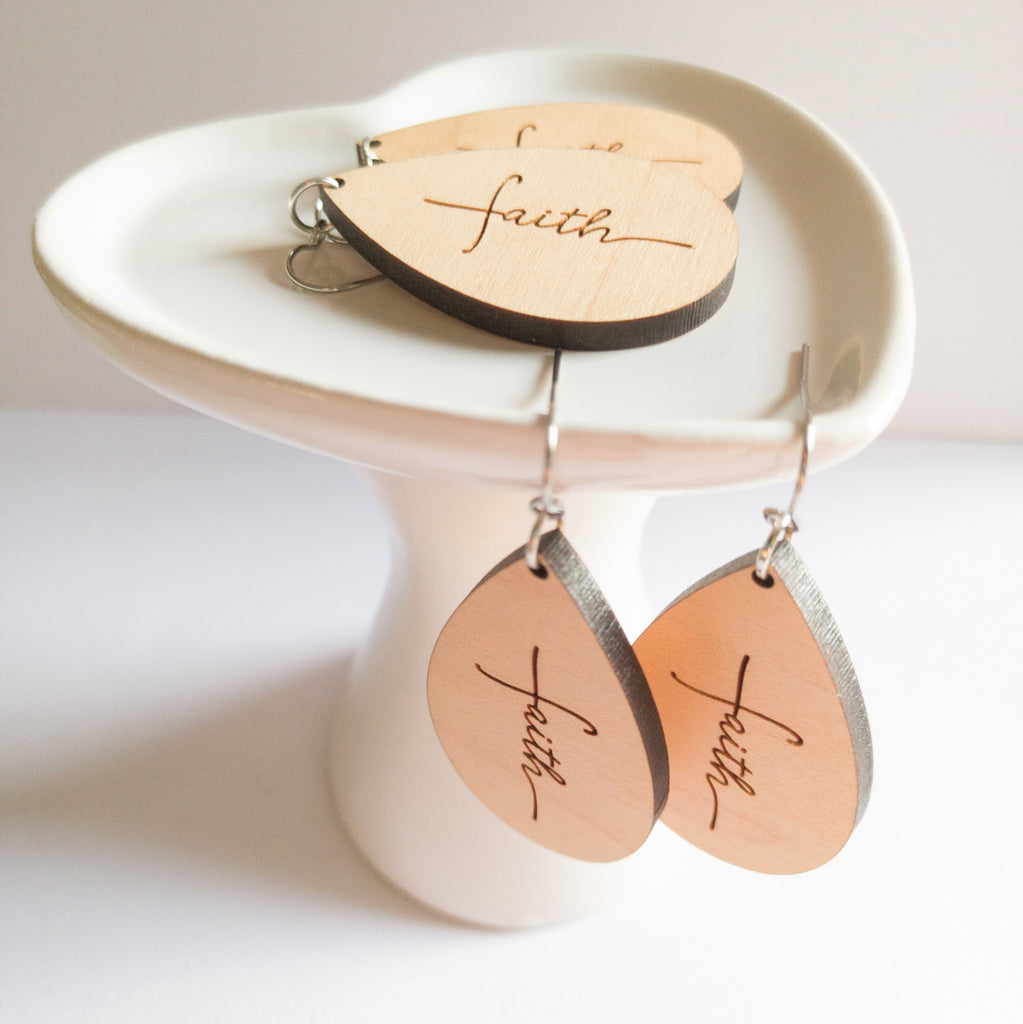 Faith Wood Drop Earrings - Soul Happy