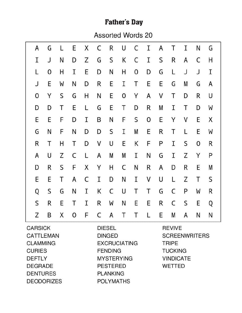 Father's Day Word Search - Soul Happy