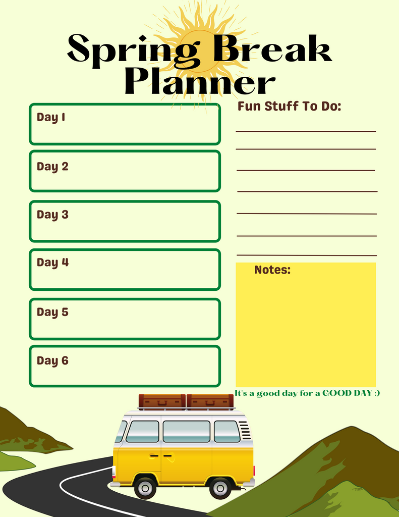 Spring Break Planner Free Download - Soul Happy